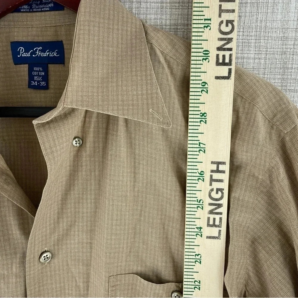 Paul Fredrick Shirt Button Down Long Sleeve Mens Size 15.5 tan 0468 - Picture 4 of 7